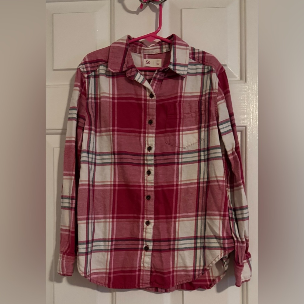 SO Red and White Plaid Shirt